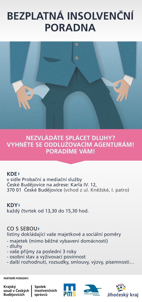 Leták zřízení bezplatné insolvenční poradny