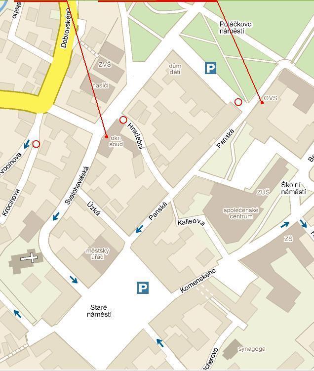 Mapa okolí budov okresního soudu